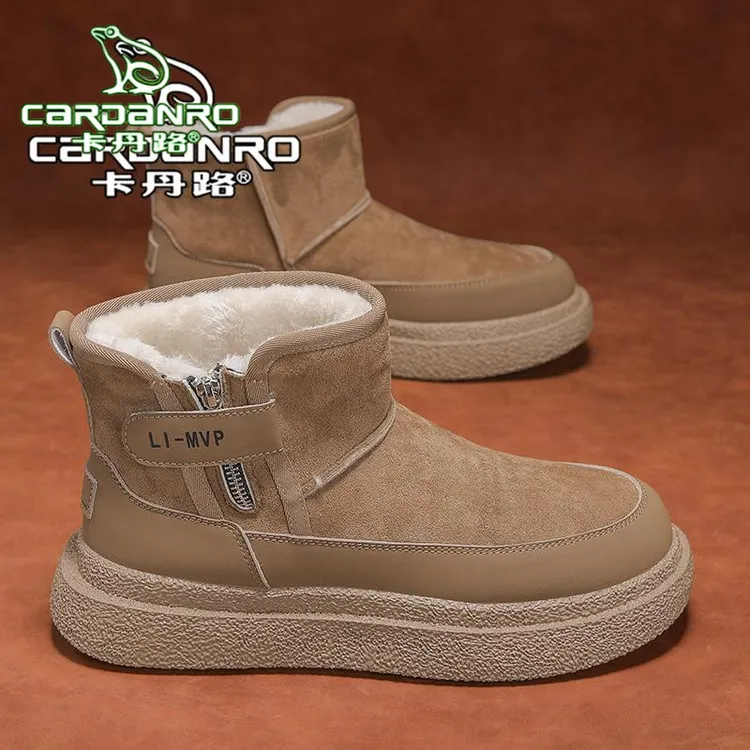 意大利卡丹路雪地靴男冬季加绒保暖面包鞋皮毛一体男士东北大棉鞋
