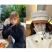 【mimius】U 英伦风正肩立领格纹拼接风衣外套
