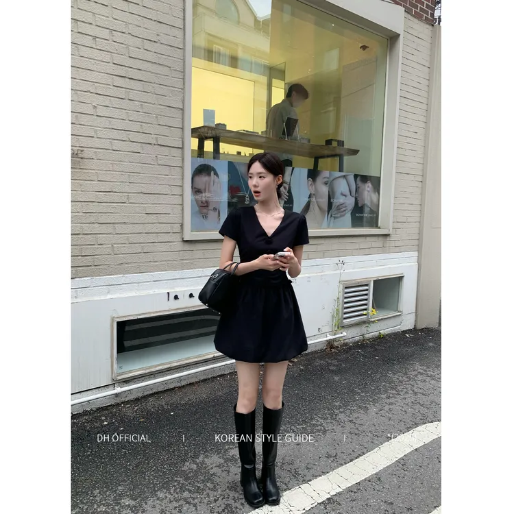 DH OFFICIAL 大花【巴黎玫瑰 Paris】夏天小裙子立体花苞气质连衣裙