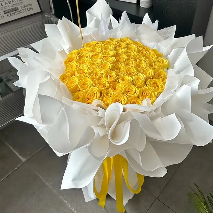 直播“玫瑰的故事”黄玫瑰同款花束鲜花女友同城配送附近上门