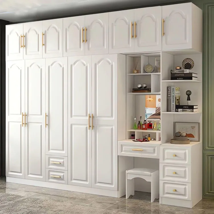 实木收纳转角衣橱家用梳妆子带卧室衣柜欧式柜出租房储物柜小户型