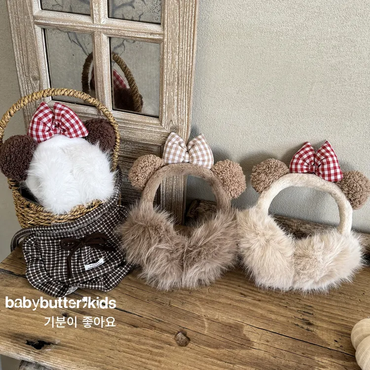 儿童可爱玫毛绒耳套女童秋冬季保暖耳罩蝴蝶结防寒耳暖防寒防冻