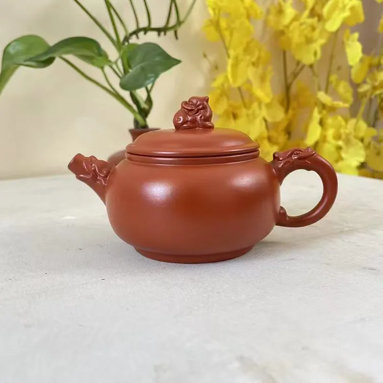 潮州原矿朱泥古龙茶壶半手工宽口泡茶壶敞口茶器茶具150CC