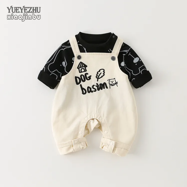 韩版婴儿春秋长袖两件套男宝宝帅气衣服秋装洋气时尚背带裤套装潮