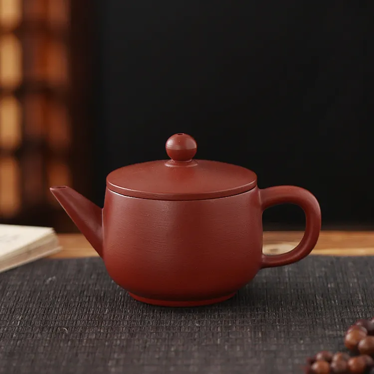 潮州手拉壶原矿朱泥潮式汉瓦壶大口径泡茶壶入门级纯手工拉胚