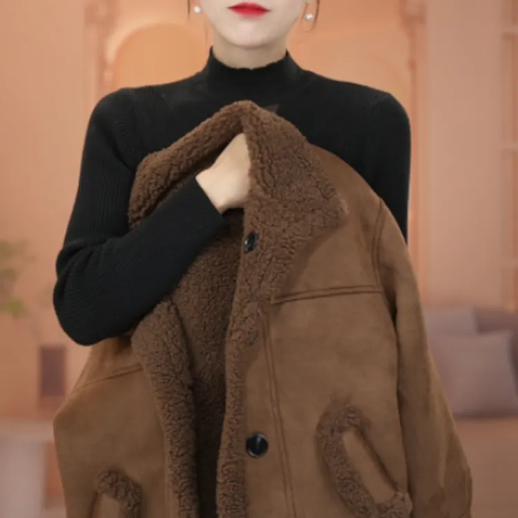 海宁正品毛毛一体外套女2025冬新款保暖澳洲绒毛外套中老年上衣女