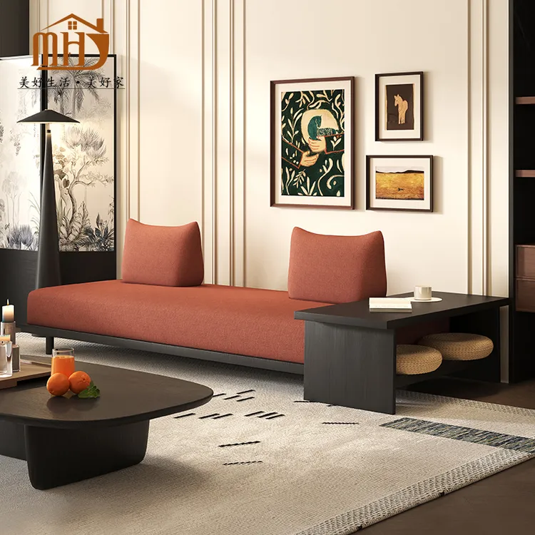 MHJ美好家家具不倒翁沙发中古风家具实木沙发简约轻复古家具转角