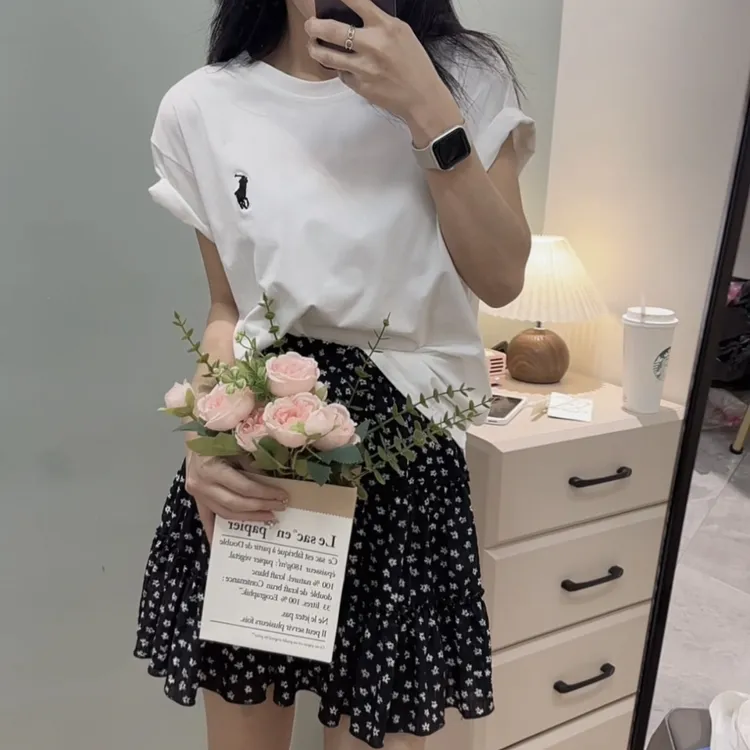 夏季新款刺绣小女孩小马韩系温柔风宽松T休闲舒适百搭显瘦ins 风