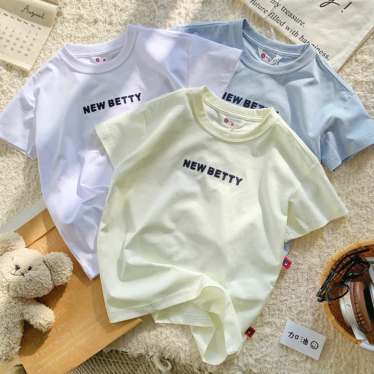 男童短袖T恤夏季新款儿童圆领字母上衣中大童男孩休闲百搭套头衫