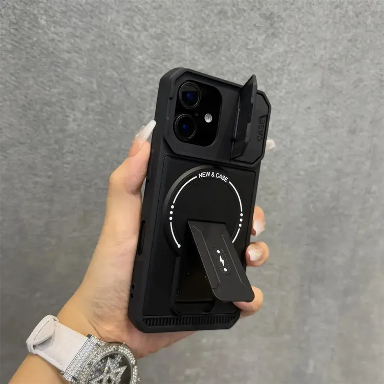 适用苹果17ProMax手机壳磁吸简约机甲iPhone16/15pro镜头支架
