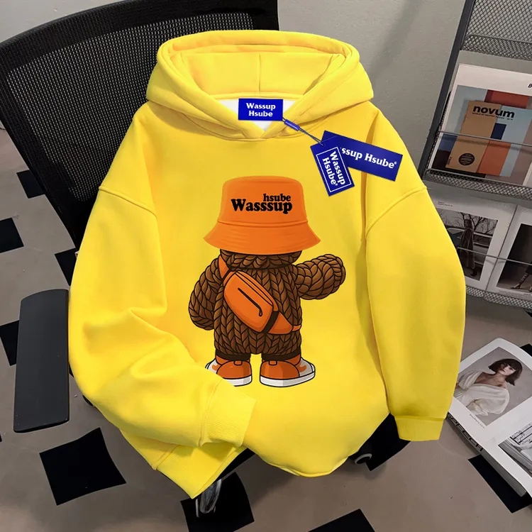 WASSUP HSUBE小众美式潮流百搭连帽卫衣慵懒风宽松休闲重磅上衣潮