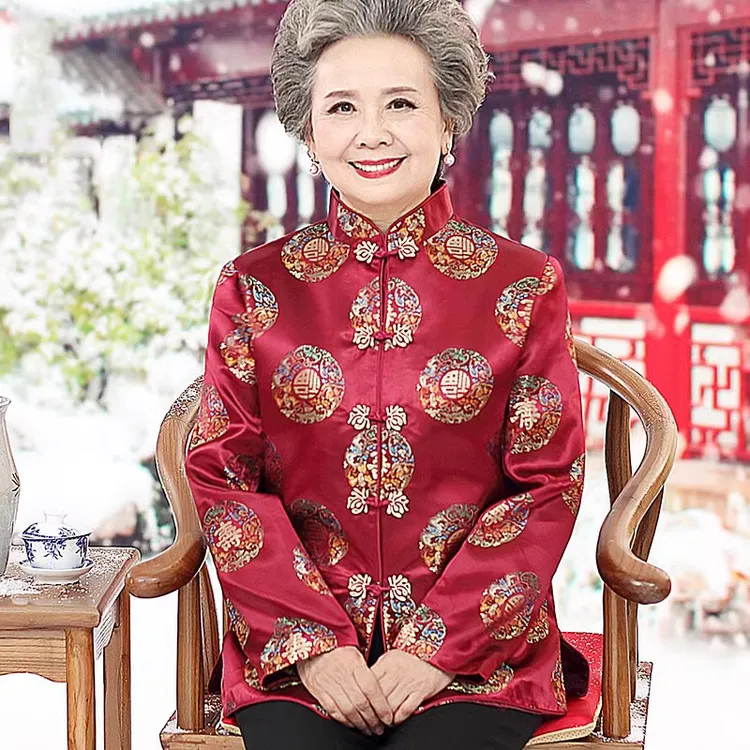 80岁老人过寿生日唐装女奶奶秋装中老年外套妈妈装春秋新款衣服装