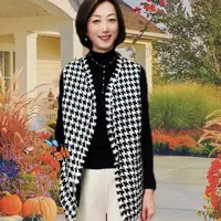 【美田专属】小香风千鸟格马甲外搭马夹工字型法式格子背心XT8851