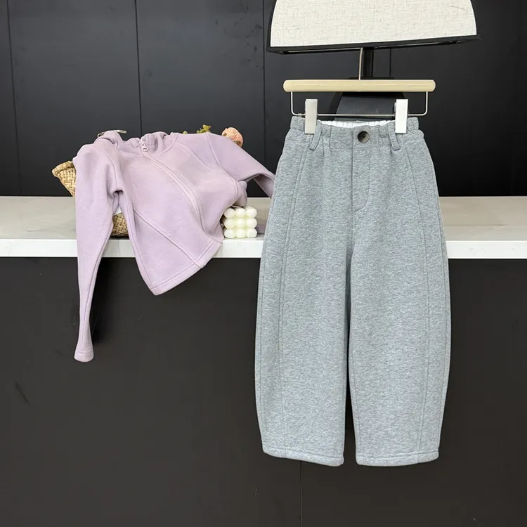 【现货】leomama女童弯刀裤宽松加绒卫裤25秋冬新儿童洋气百搭裤子