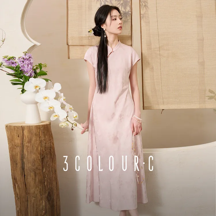 【三彩小樱花宋轶同款】2025夏季新款新中式改良旗袍连衣长裙女C