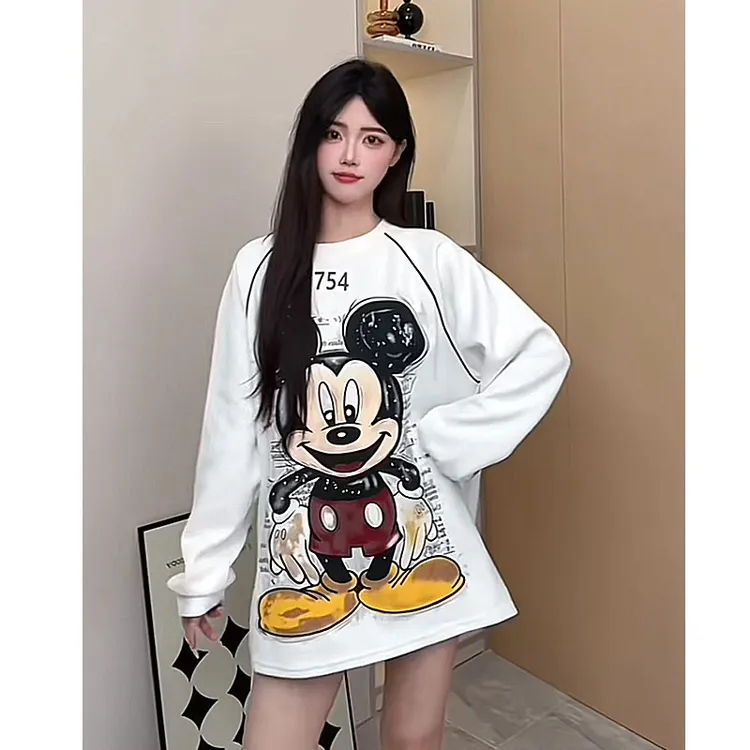 （754/755米奇）y2025新款秋冬长袖卫衣女米奇卡通t恤印花宽松上衣