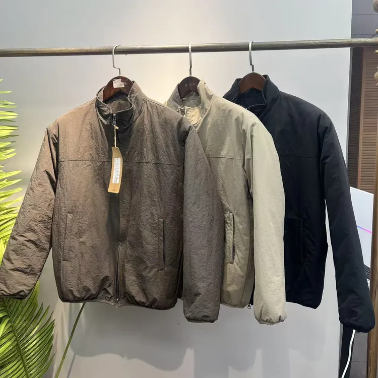 日系风纯色百搭立领短款休闲棉服秋冬蓬松保暖防泼水外套Y5T2393