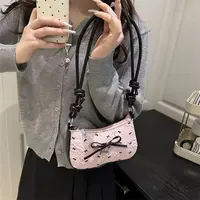 【阿芳专属】黑粉蝴蝶结撞色腋下单肩斜挎包专柜日系高配版单肩包包