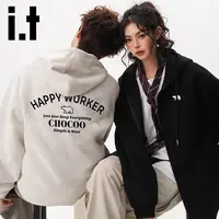 it:CHOCOOLATE连帽卫衣潮牌男女同款秋季保暖开衫美式休闲外套男