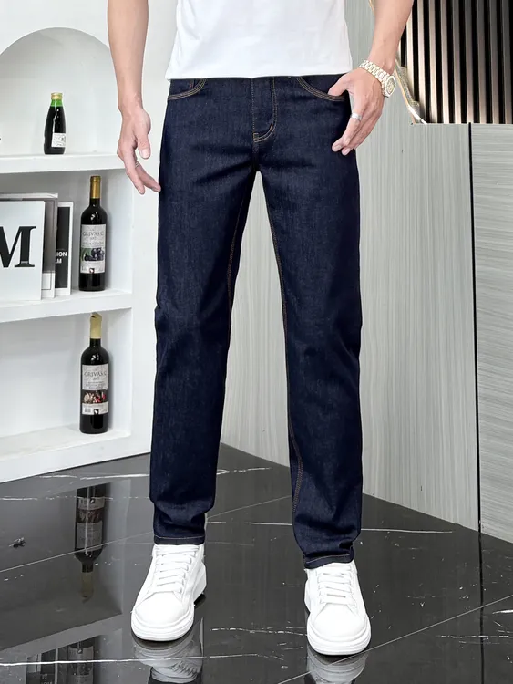 QSD1688三本针秋季不掉色弹力男士牛仔裤2025爆款直筒裤潮牌男装