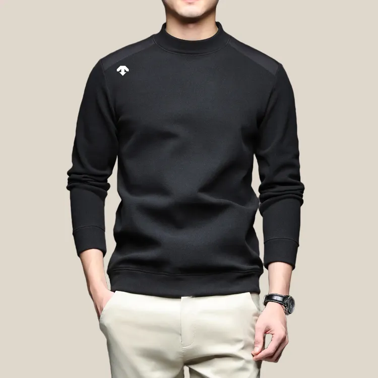 【商场同款】迪桑男士秋冬抓绒T恤半高领长袖厚款保暖运动打底上衣