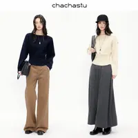 CHACHASTU时尚打底合体下摆一字领高腰针织衫V1793
