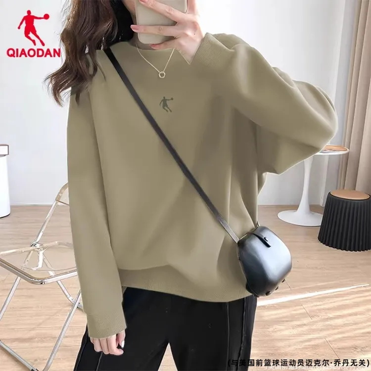 乔丹卫衣女2025秋季新款官方正品纯色慵懒上衣女士长袖宽松运动服