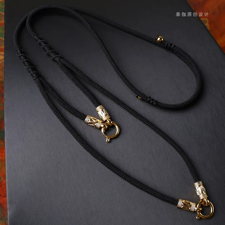 钛钢棉绳项链 泰国佛牌链高端柔肤绳双挂万能快拆扣三挂佛牌挂绳