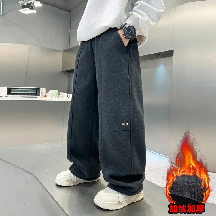 儿童装男童冬季一体加绒裤子2025新款大童秋冬款男孩加厚运动卫裤