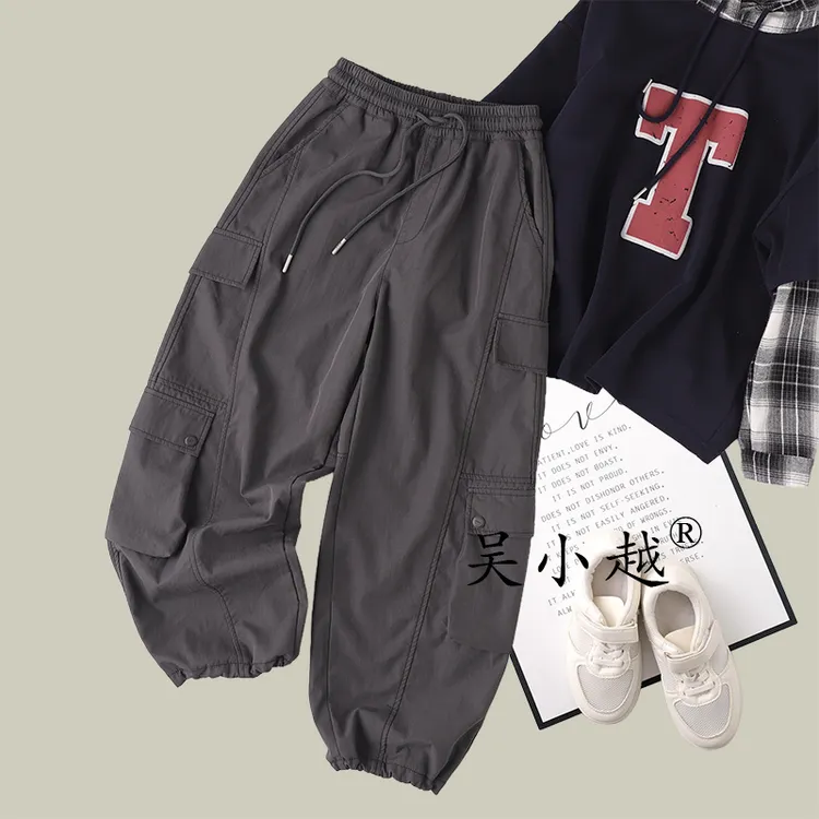 吴小越W1489男童工装散兵裤子儿童运动户外长裤男孩休闲运动裤