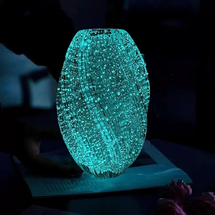 【花伴水】夜光麦芽糖花瓶简约轻奢透明玻璃花瓶摆件商品图