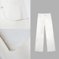 【凯特丝蓓】【素白】秋季新款女士时尚百搭高腰阔腿牛仔裤BN-2870
