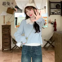 慕兔polo领针织衫两件套女春2025新款韩系学院风毛衣背心短款上衣
