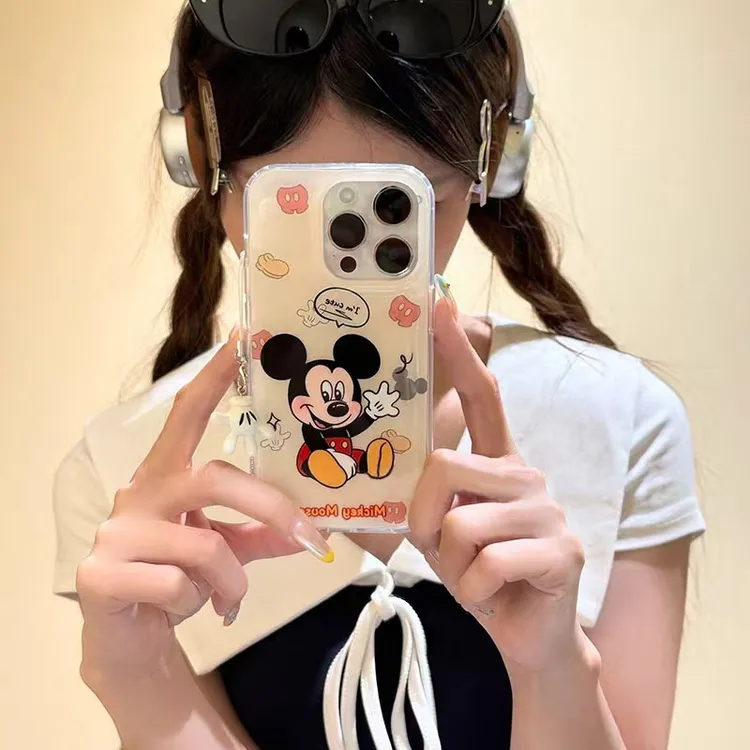 可爱卡通米奇适用苹果13/15/16promax手机壳VIVO华为OPPO小米15女