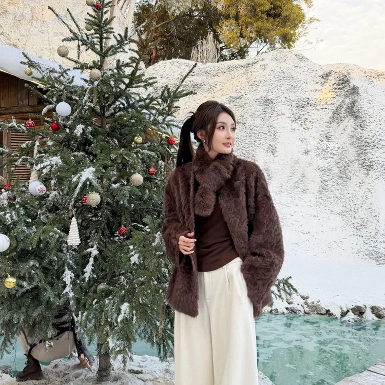 Moprobably李予诺「序雪」时尚百搭无扣休闲毛毛外套L5457039