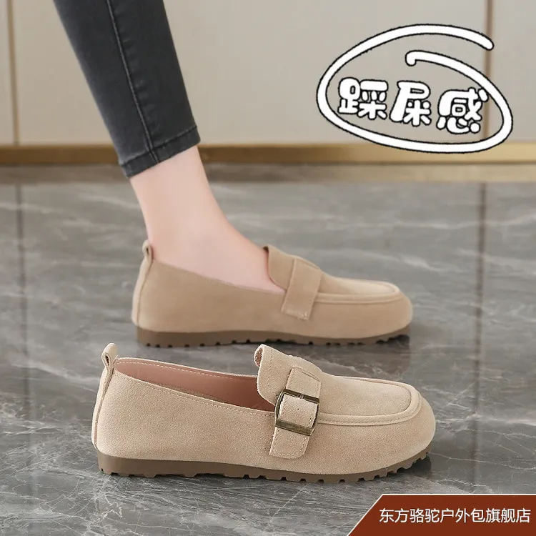 东方骆驼女鞋2025新款冬季爆款时尚孕妇一脚蹬软底不累脚豆豆单鞋