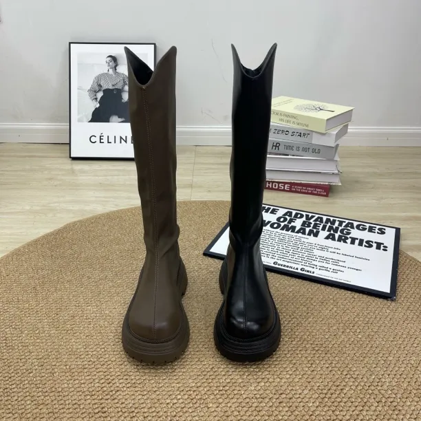 厚底过膝瘦瘦靴秋季时装靴秋冬黑色厚底靴子2025百搭