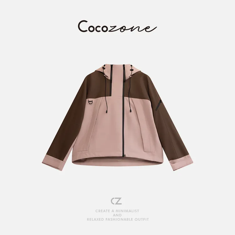 COCO ZONE刘一一"自在感"机能风连帽拼接外套  CD2A2132