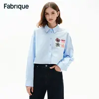 Fabrique 春夏新款波普艺术花卉印花刺绣长绒棉休闲百搭短款衬衫