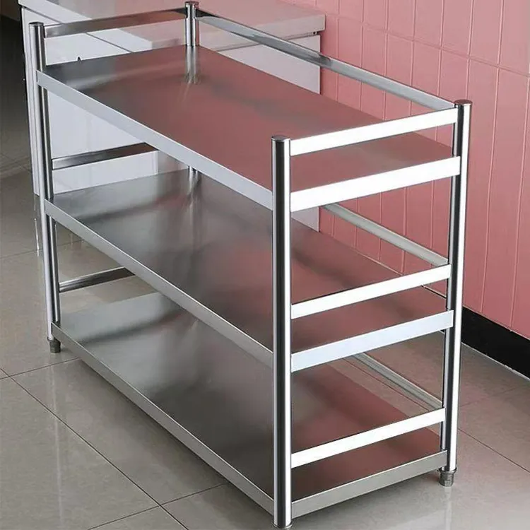 加厚不锈钢围栏厨房置物架落地多层微波炉烤箱家用放锅收纳整理架