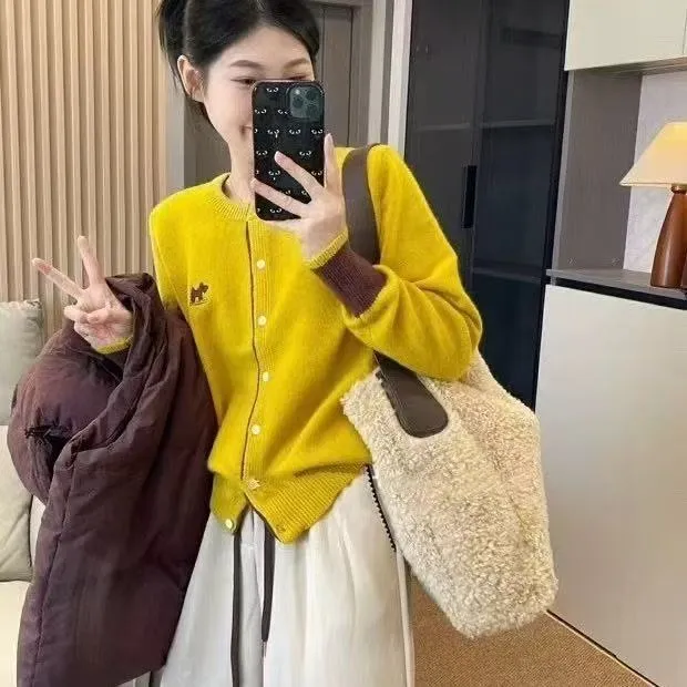 2025秋冬毛衣新款小香风网红短款时尚百搭宽松韩版撞色气质洋气