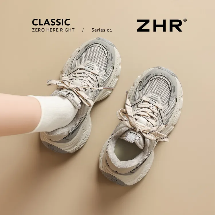 ZHR/则则透气显高老爹鞋冬季加绒保暖女鞋厚底增高轻便休闲运动鞋