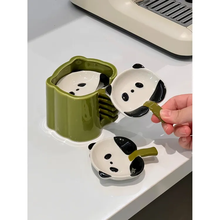 MOMO可爱熊猫蘸料碟餐具酱油醋碟收纳套装陶瓷火锅调料碟子