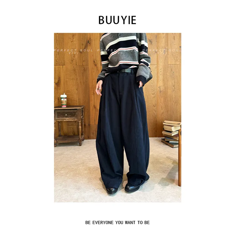  BUUYIE【垂渡】时尚休闲裤女新款秋冬裤子韩系宽松长裤251277