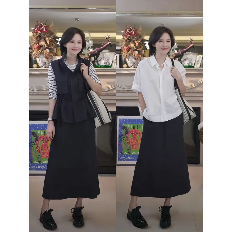 我是摩羯 氧气半裙 亚麻莱赛尔时尚休闲早秋松紧腰A型半身裙