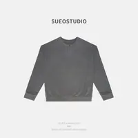 SUEO【亨利领·羊毛莫代T】巨舒服 松弛感单粒扣垂感廓形长袖T恤