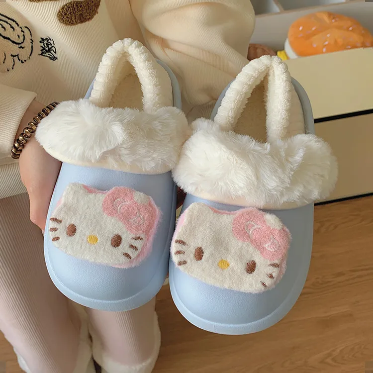 棉拖鞋女冬季2025新款可爱kt猫外穿防滑防水保暖室内居家棉鞋秋千