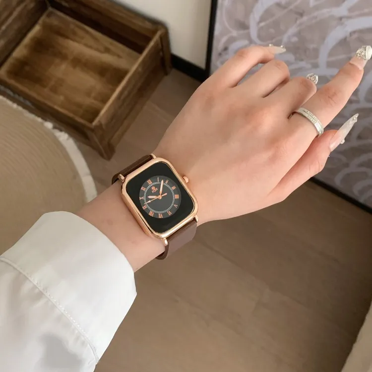 时尚百搭简约小方块数字女士手表精致气质小众高颜值腕表商品图