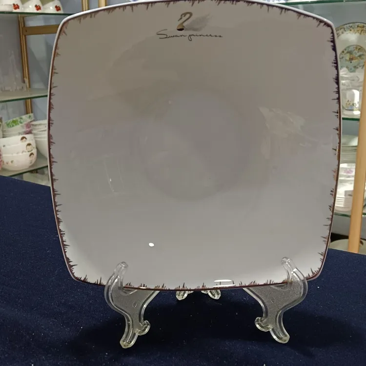 7英寸骨瓷四角翘翅盘菜盘深盘四方不规则家用网红盘沙拉盘