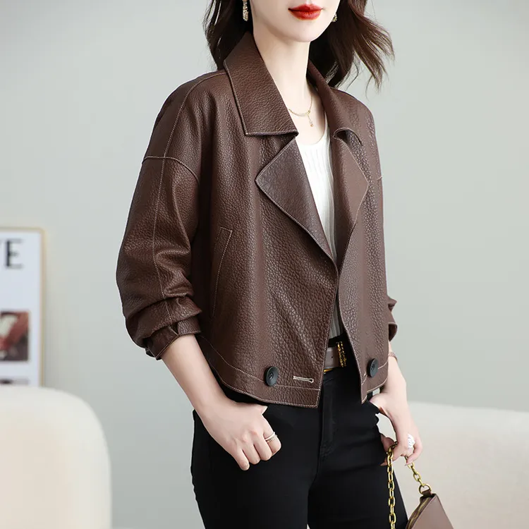 海宁真皮皮衣啄木女短款绵羊皮夹克小个子外套秋季新款春秋